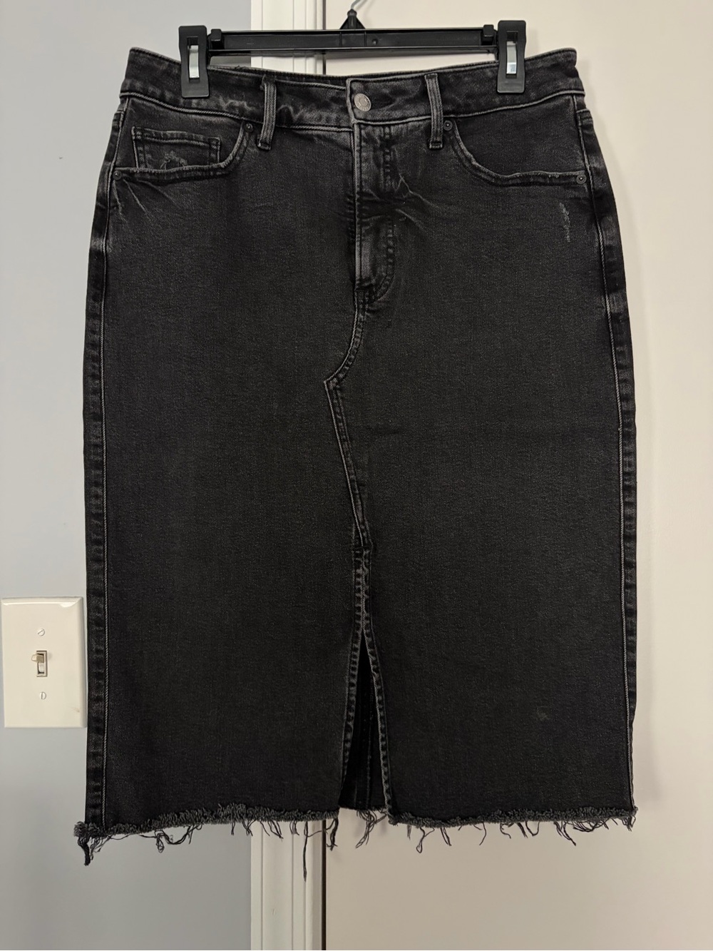 Express Black Denim High-Rise Jean Skirt